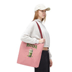 "Matcha Everything" Pink All-Over-Print Shoulder Tote