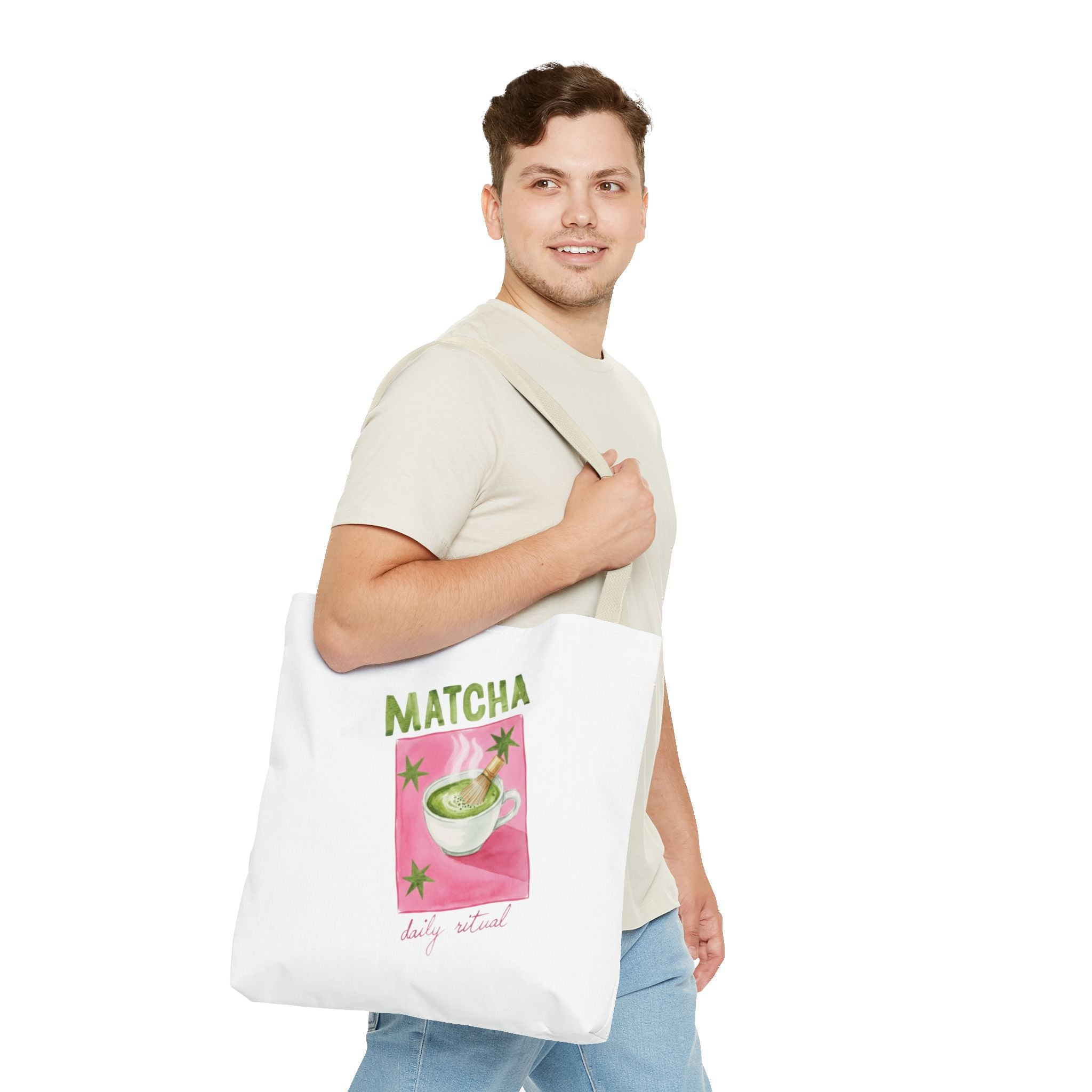 'Matcha Daily Ritual' Illustrated Tea Canvas Tote