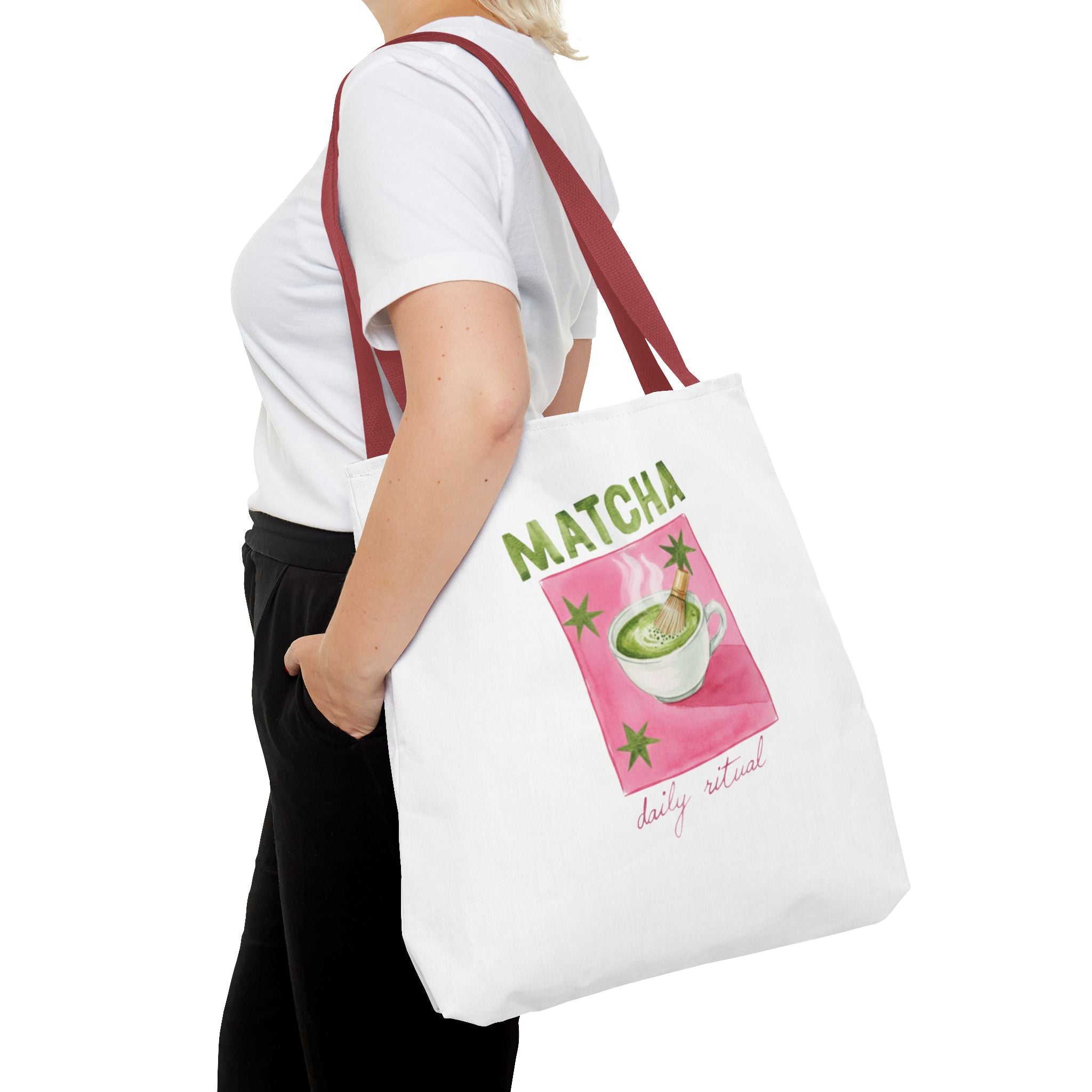 'Matcha Daily Ritual' Illustrated Tea Canvas Tote