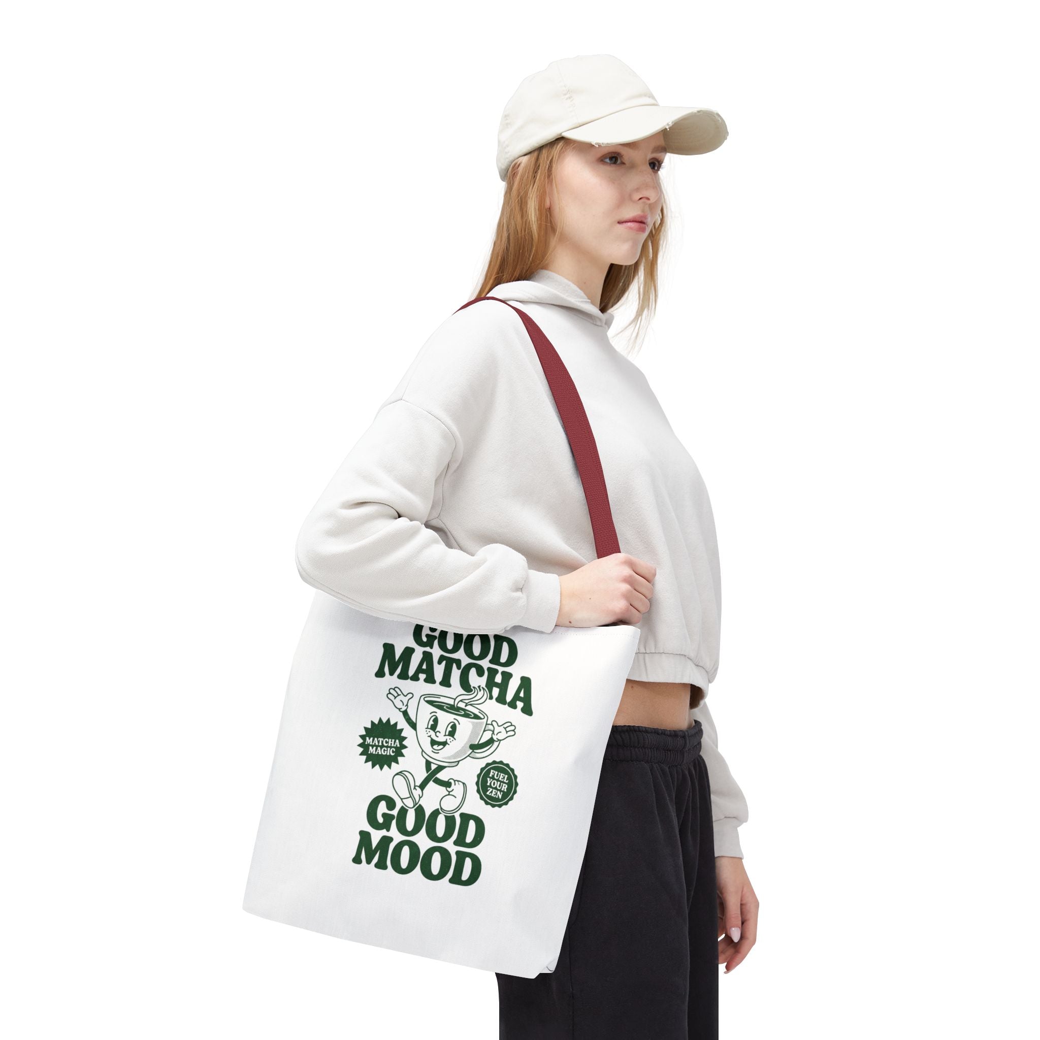 "Good Matcha Good Mood" Reusable Grocery & Coffee Lover Tote